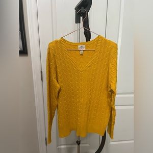 Saint John’s Bay. Goldenrod. Cable knit sweater.